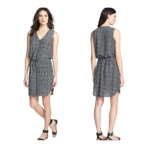 Eileen Fisher Gray Zip Drawstring Silk Dress
